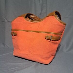 Havana Jack's Cafe Medium Tote Bag w/ Attached‎ Zip Pouch Brown Coral Pink